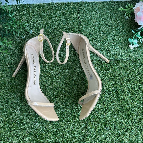 Stuart Weitzman Nudistcurve Patent adobe Nude color Ankle strap sandal size 7.5 - Picture 14 of 16